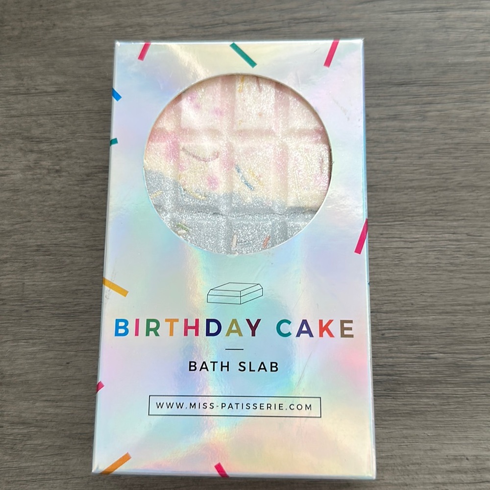 NIB - Miss Patisserie Birthday Cake Bath Slab / Bath Salt Soak (Vegan)